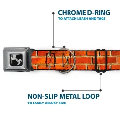 Dog Bone Black/Silver Seatbelt Buckle Collar - Brick Wall