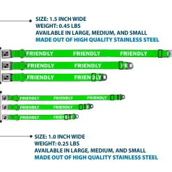 Dog Bone Black/Silver Seatbelt Buckle Collar - Pet Quote FRIENDLY Green/White