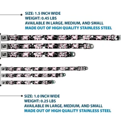 Dog Bone Black/Silver Seatbelt Buckle Collar - Punk Heart & Cross Bones w/Splatter Black/White