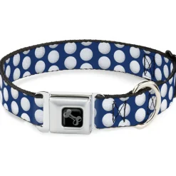Dog Bone Black/Silver Seatbelt Buckle Collar - Golf Balls Blue/White