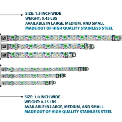 Dog Bone Black/Silver Seatbelt Buckle Collar - 90s Nineties Grid Pattern Vibrant Gray/Multi Color