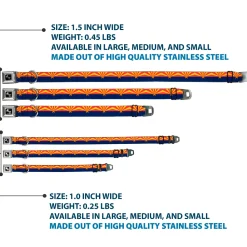 Dog Bone Black/Silver Seatbelt Buckle Collar - Arizona Flag Red/Yellow/Gold/Blue