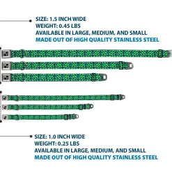 Dog Bone Black/Silver Seatbelt Buckle Collar - Abstract Plaid White/Navy/Neon Green