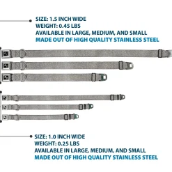 Dog Bone Black/Silver Seatbelt Buckle Collar - Metallic Silver