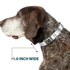 Dog Bone Black/Silver Seatbelt Buckle Collar - Golf Ball Dimples Whites