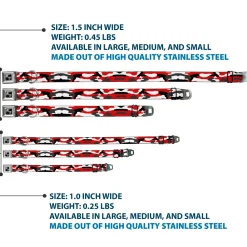 Dog Bone Black/Silver Seatbelt Buckle Collar - Camo Red/Black/Gray/White