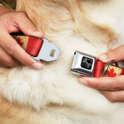 Dog Bone Black/Silver Seatbelt Buckle Collar - Canada Flag Continuous Vintage