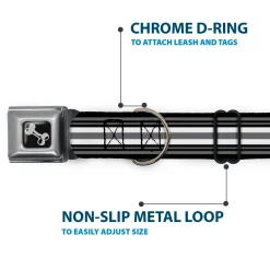 Dog Bone Seatbelt Buckle Collar - Striped Black/Gray/White