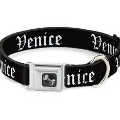 Dog Bone Seatbelt Buckle Collar - VENICE Old English Black/White