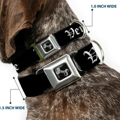 Dog Bone Seatbelt Buckle Collar - VENICE Old English Black/White