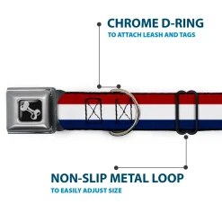 Dog Bone Seatbelt Buckle Collar - Stripes Red/White/Blue