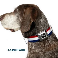 Dog Bone Seatbelt Buckle Collar - Stripes Red/White/Blue