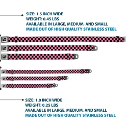 Dog Bone Seatbelt Buckle Collar - Checker Black/Pink