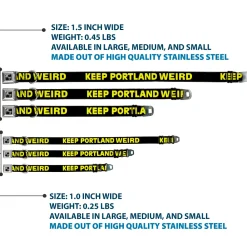 Dog Bone Seatbelt Buckle Collar - KEEP PORTLAND WEIRD Black/Yellow