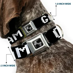 Dog Bone Seatbelt Buckle Collar - GAMER 1/Heart 8-Bit Black/White/Red