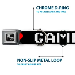 Dog Bone Seatbelt Buckle Collar - GAMER 1/Heart 8-Bit Black/White/Red