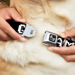 Dog Bone Seatbelt Buckle Collar - GAMER 1/Heart 8-Bit Black/White/Red