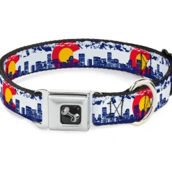 Dog Bone Seatbelt Buckle Collar - Colorado Skyline/Mountains