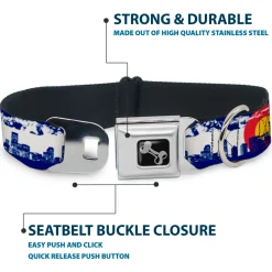 Dog Bone Seatbelt Buckle Collar - Colorado Skyline/Mountains