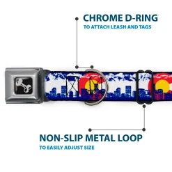 Dog Bone Seatbelt Buckle Collar - Colorado Skyline/Mountains