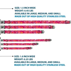 Dog Bone Seatbelt Buckle Collar - Skewed Squares Stacked Purple/Orange/Pinks