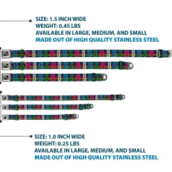 Dog Bone Seatbelt Buckle Collar - Plaid Black/Neon Animal Skins