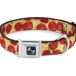Dog Bone Seatbelt Buckle Collar - Pepperoni Pizza Vivid