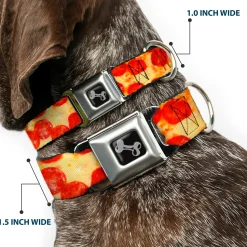 Dog Bone Seatbelt Buckle Collar - Pepperoni Pizza Vivid