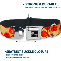 Dog Bone Seatbelt Buckle Collar - Pepperoni Pizza Vivid