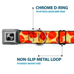 Dog Bone Seatbelt Buckle Collar - Pepperoni Pizza Vivid