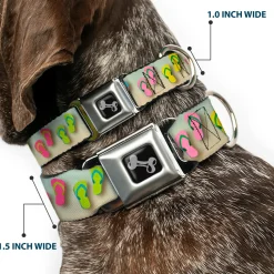 Dog Bone Seatbelt Buckle Collar - Flip Flops2 Aqua/Multi Color