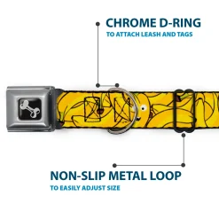 Dog Bone Seatbelt Buckle Collar - Bananas Stacked Cartoon Yellows