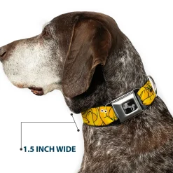 Dog Bone Seatbelt Buckle Collar - Bananas Stacked Cartoon Yellows