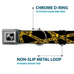 Dog Bone Seatbelt Buckle Collar - Police Line Black/Yellow
