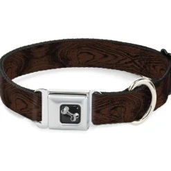 Dog Bone Seatbelt Buckle Collar - Wood Grain Walnut