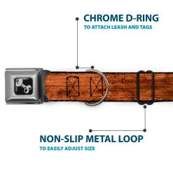 Dog Bone Seatbelt Buckle Collar - Wood Grain3 Horizontal Brown