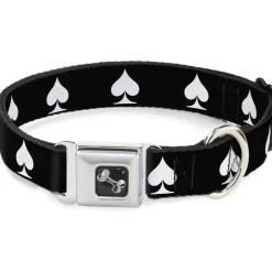 Dog Bone Seatbelt Buckle Collar - Spade Black/White