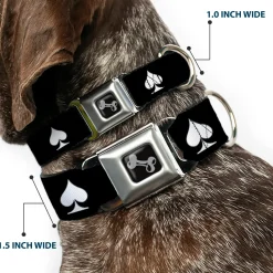 Dog Bone Seatbelt Buckle Collar - Spade Black/White