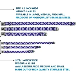 Dog Bone Seatbelt Buckle Collar - Geometric Diamond Blue/White