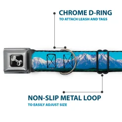 Dog Bone Seatbelt Buckle Collar - Landscape Snowy Mountains