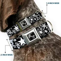 Dog Bone Seatbelt Buckle Collar - Stargazer Black/White