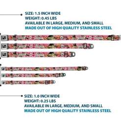 Dog Bone Seatbelt Buckle Collar - Death or Glory Pink