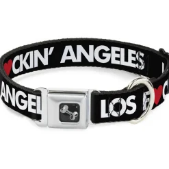 Dog Bone Seatbelt Buckle Collar - LOS F*CKIN' ANGELES Heart Black/White/Red