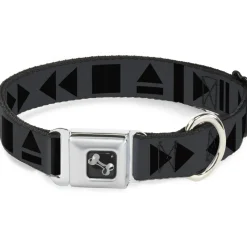 Dog Bone Seatbelt Buckle Collar - Control Buttons Black/Gray