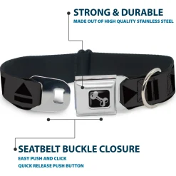 Dog Bone Seatbelt Buckle Collar - Control Buttons Black/Gray
