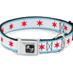 Dog Bone Seatbelt Buckle Collar - Chicago Flag