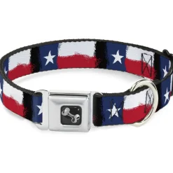 Dog Bone Seatbelt Buckle Collar - Texas Flag Painting