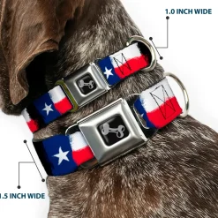 Dog Bone Seatbelt Buckle Collar - Texas Flag Painting