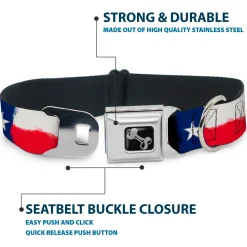 Dog Bone Seatbelt Buckle Collar - Texas Flag Painting