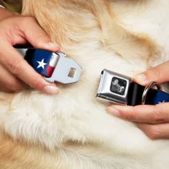 Dog Bone Seatbelt Buckle Collar - Texas Flag Painting